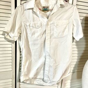 American living White Short Sleeve Button-Up Shirt